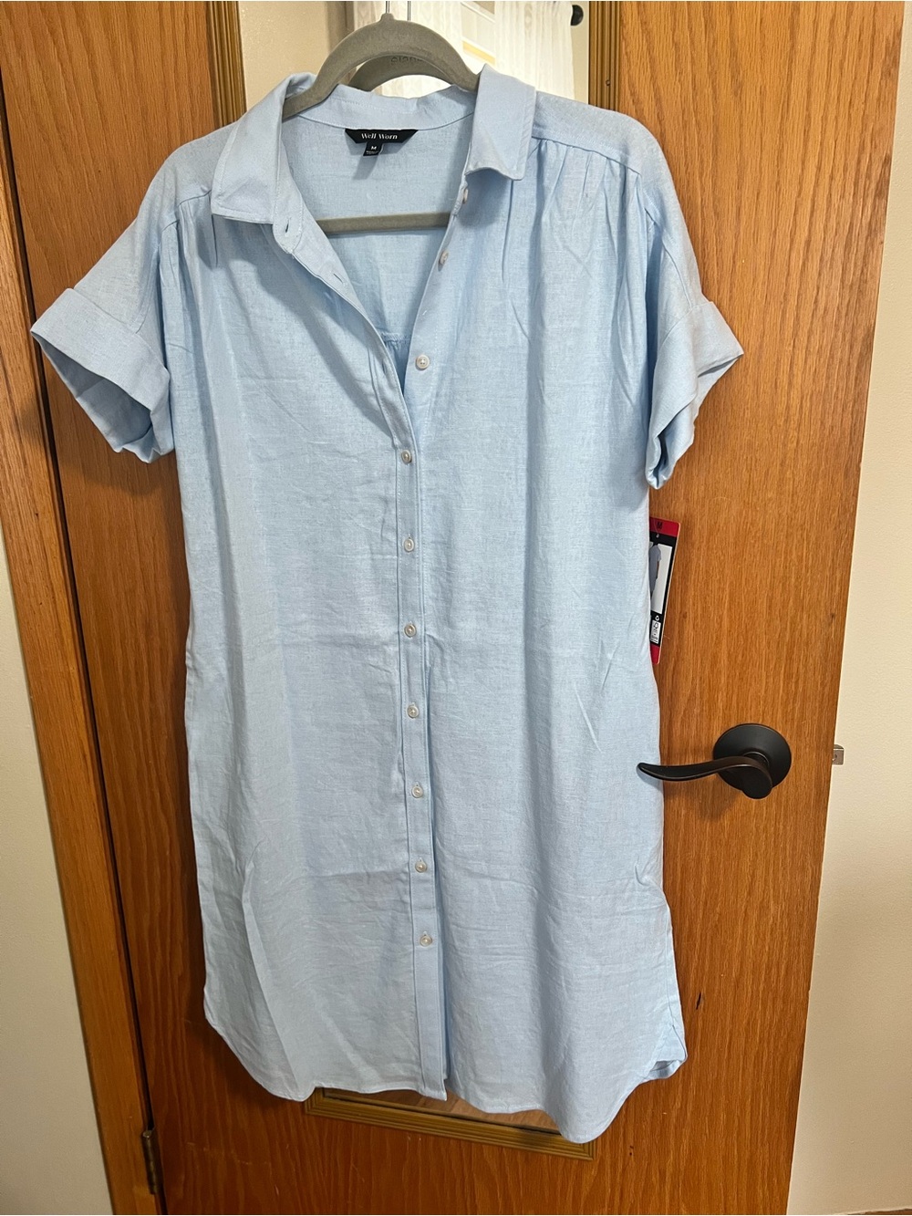 Well Worn Light Blue Button-Front Midi Shirt Dress